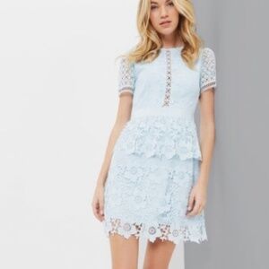 Ted Baker Blue Lace Layered Dress Size 4 US Size 10